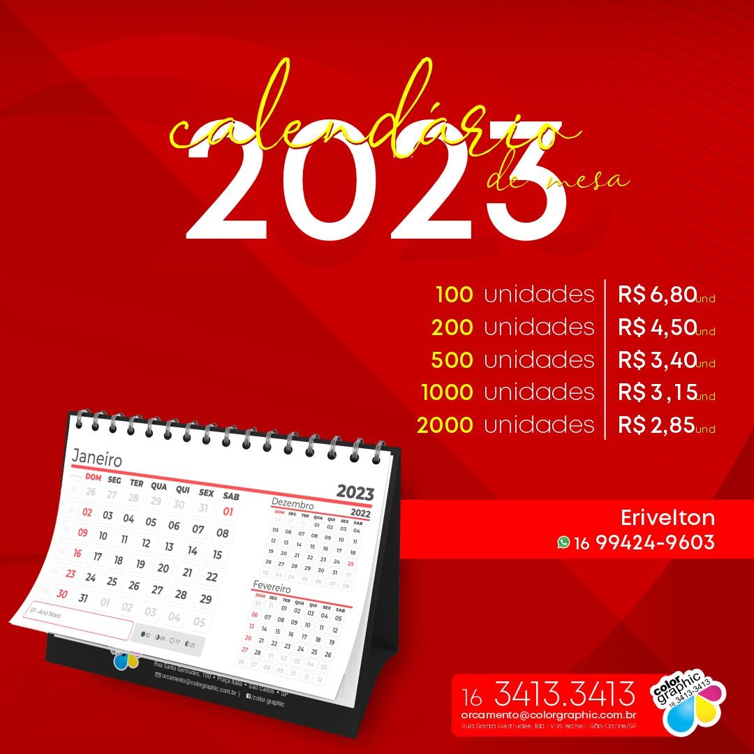 Calend rio 2023 Personalizado Color Graphic Calend rio 2023 Personalizado Color Graphic